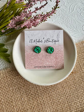 Load image into Gallery viewer, Emerald Glow Druzy Studs 10mm
