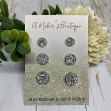 Load image into Gallery viewer, Grey Leopard Druzy Studs - 8mm
